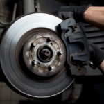 Lexus brakes being serviced